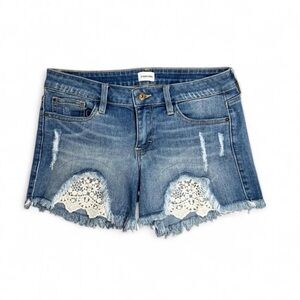 Sneak Peek Shorts Sexy Boyfriend White Lace Distressed Denim Women's Size Medium